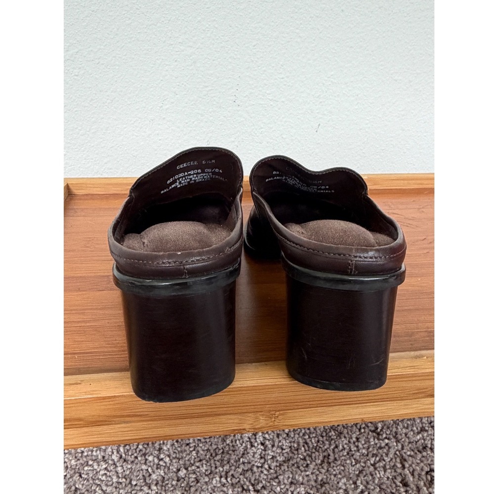 Bass Ceecee Brown Leather Square Toe Block Heel Mules 9.5M 621020A-206 Preppy - Picture 9 of 16